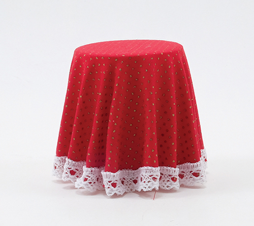 Dollhouse Miniature Skirted Table-Red Mini Dot